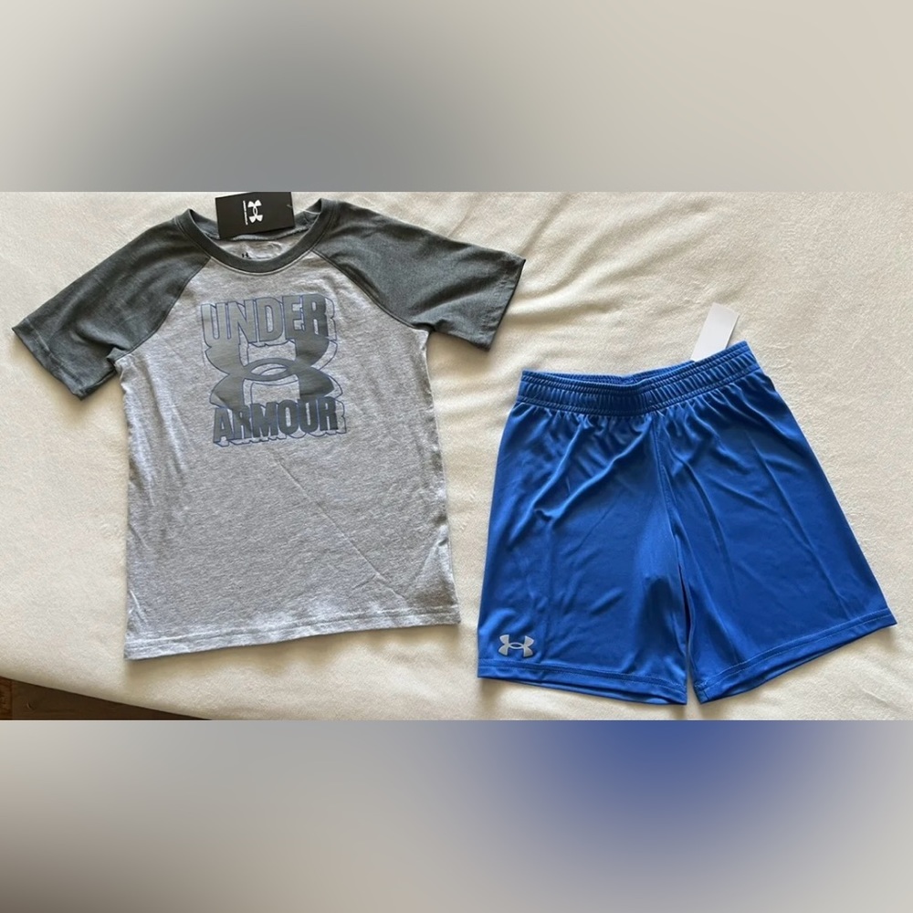 UNDER ARMOUR Little Boy's Tee Shirt & Shorts Outfit, 2-Piece Set